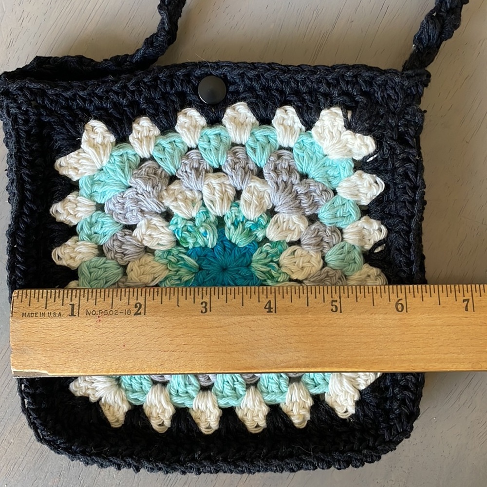 Hand Crochet Shoulder Bag Crossbody Bag Crochet Granny Square BOHO - 100% Cotton - Picture 11 of 16